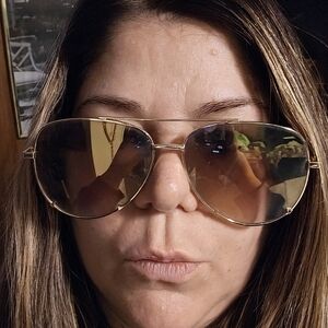 Diff Gold Aviator Sunglasses with Brown Mirrored Lenses